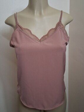 Abercrombie & Fitch Y2K Satin Cami Top Mauve Pink XS Lace Trim